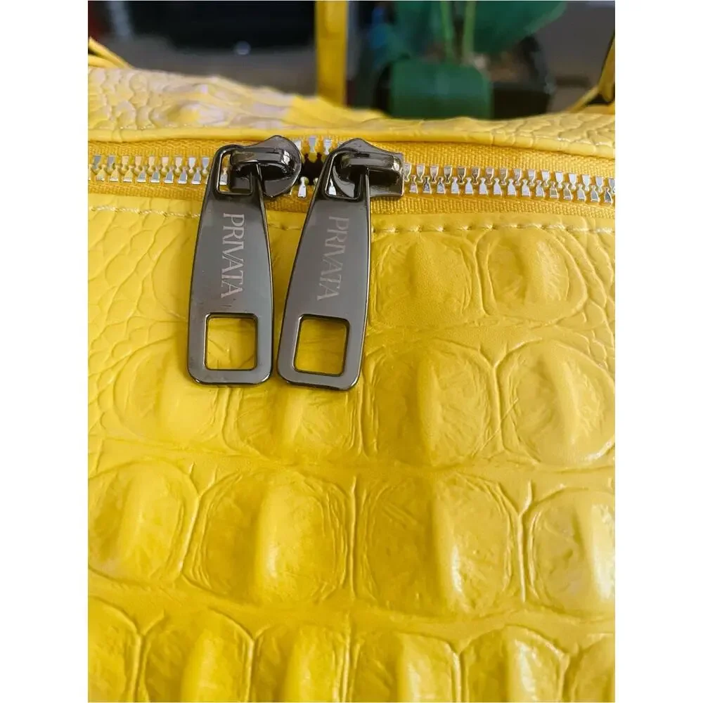 PRIVATA Croc-Embossed Leather Duffle Bag – New with Tags